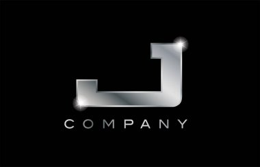 J gümüş metal mektup şirket tasarım logosu