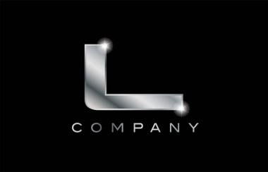 L gümüş metal mektup şirket tasarım logosu