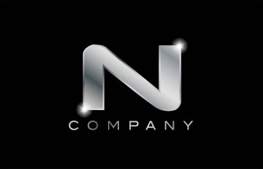 N gümüş metal mektup şirket tasarım logosu