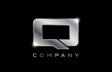 Q gümüş metal mektup şirket tasarım logosu