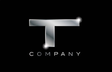 T gümüş metal mektup şirket tasarım logosu