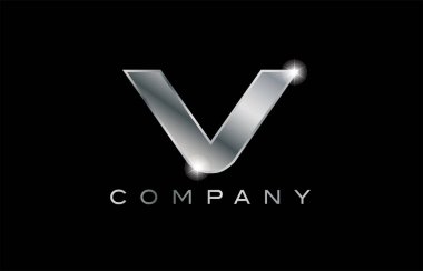 V gümüş metal mektup şirket tasarım logosu
