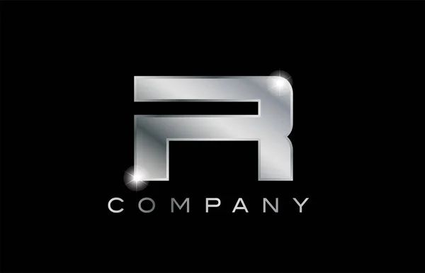 Ασημί μεταλλικό γράμμα R Σχεδιασμός λογότυπο της εταιρείας — Διανυσματικό Αρχείο