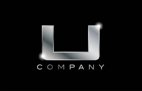U prata metal letra logotipo da empresa de design — Vetor de Stock