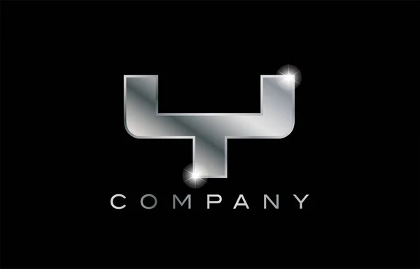 Y argent lettre métallique logo de conception de l'entreprise — Image vectorielle