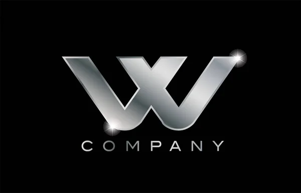 W argento metallo lettera azienda design logo — Vettoriale Stock