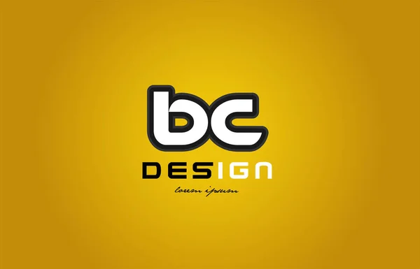 Bc b c alphabet lettre combinaison chiffres blanc sur fond jaune — Image vectorielle