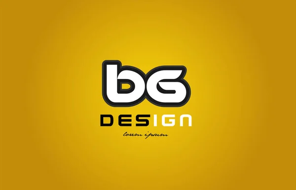 Bg b g alfabeto letra combinación dígito blanco sobre fondo amarillo — Vector de stock