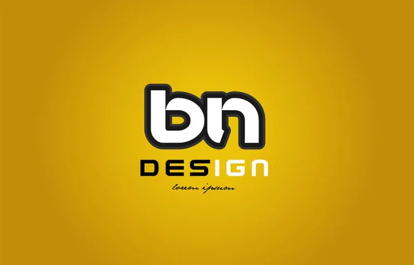 Bn b n alfabeto letra combinación dígito blanco sobre fondo amarillo — Vector de stock