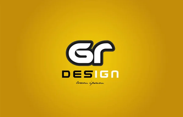 Gr g r alfabeto letra combinación dígito blanco sobre fondo amarillo — Vector de stock