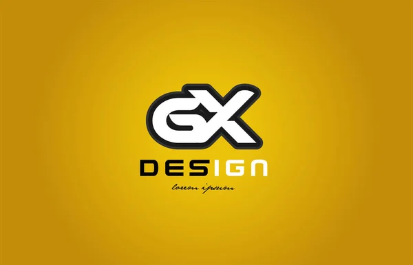 Gx g x alfabeto combinazione di lettere bianco su dorso giallo — Vettoriale Stock