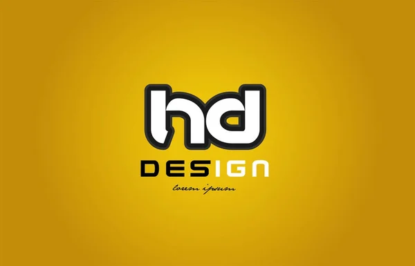 Hd h d alfabeto letra combinación dígito blanco sobre fondo amarillo — Vector de stock