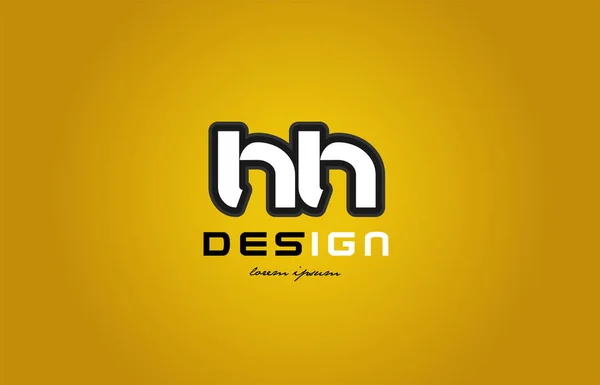 HH h h alfabet litery kombinacji cyfr biały na żółtym tle — Wektor stockowy
