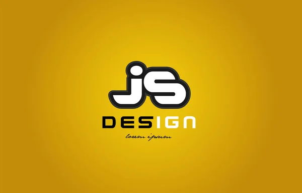 JS j s alfabet letter combinatie cijfers wit op gele backgro — Stockvector