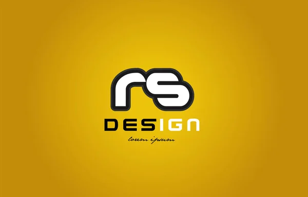 Rs r s alfabeto letra combinación dígito blanco sobre fondo amarillo — Vector de stock