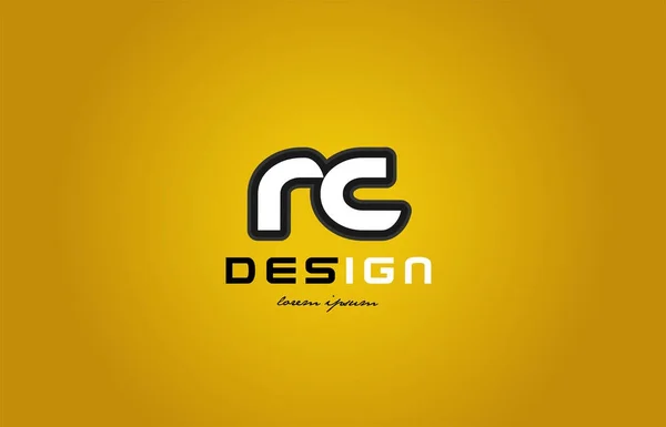 Rc r c alfabeto letra combinación dígito blanco sobre fondo amarillo — Vector de stock