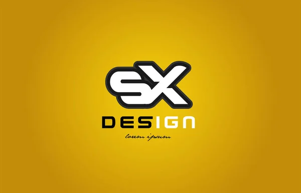 SX s x alfabet litery kombinacja cyfr biały na żółty backgro — Wektor stockowy