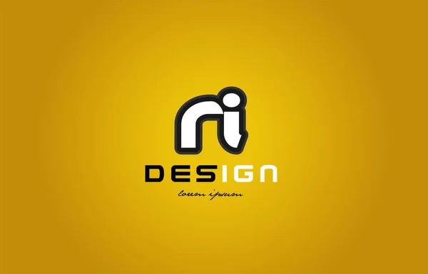 Ri r i alfabeto letra combinación dígito blanco sobre fondo amarillo — Vector de stock