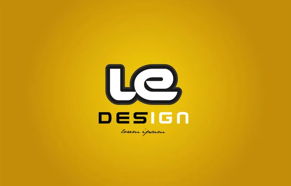 Le l e alfabeto letra combinación dígito blanco sobre fondo amarillo — Vector de stock