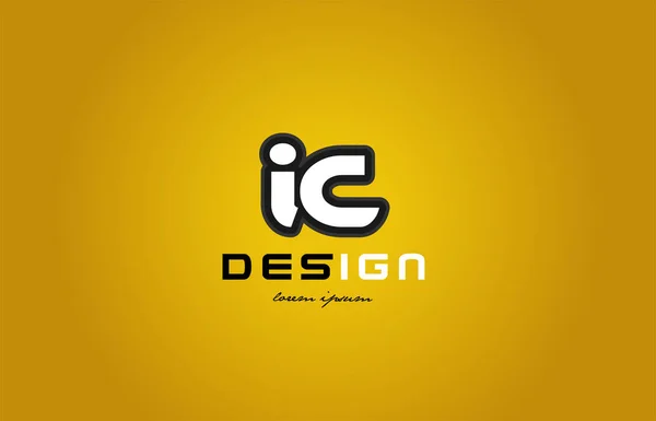 Ic i c alphabet lettre combinaison chiffres blanc sur fond jaune — Image vectorielle