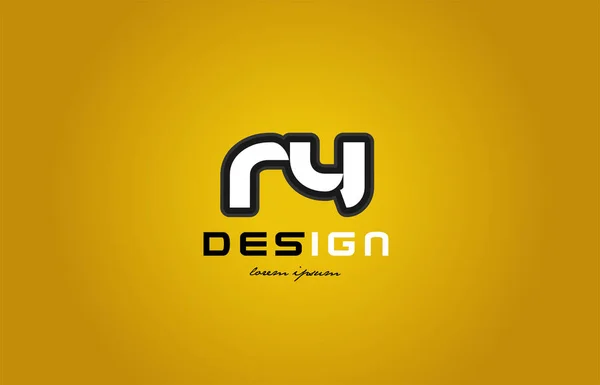 Ry r y alphabet lettre combinaison chiffres blanc sur fond jaune — Image vectorielle