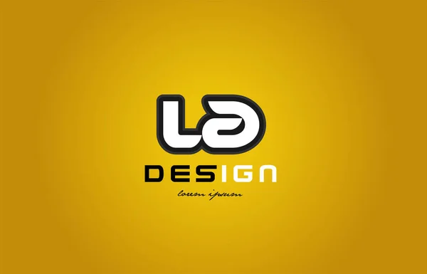La l a habet letter combination digit white on yellow backgro — стоковый вектор