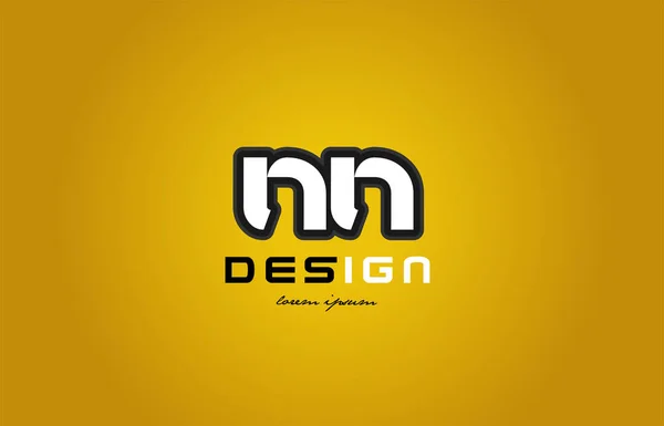 Nn n n alphabet lettre combinaison chiffres blanc sur fond jaune — Image vectorielle