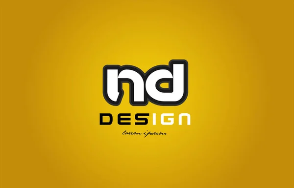 Nd n d alfabeto letra combinación dígito blanco sobre fondo amarillo — Vector de stock