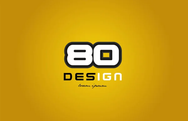 80 dígitos numéricos blancos sobre fondo amarillo — Vector de stock