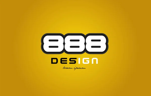 888 number numeral digit white on yellow background — Stock Vector