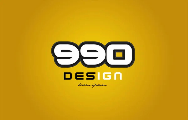 990 числова цифра біла на жовтому фоні — стоковий вектор