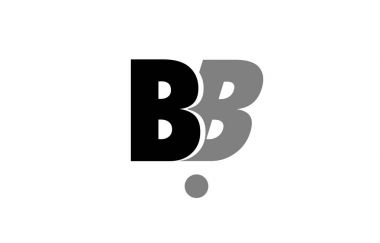 bb b b siyah beyaz gri Alfabe harf logo simge birleşimi 