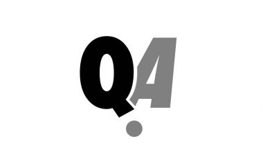 qa q siyah beyaz gri Alfabe harf logo simge birleşimi 