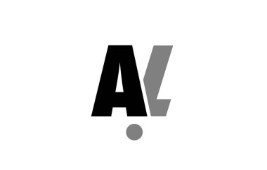 Al bir l siyah beyaz gri Alfabe harf logo simge arada 