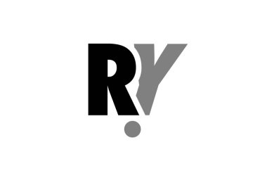 Ry r y siyah beyaz gri Alfabe harf logo simge birleşimi 
