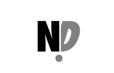 ND n d siyah beyaz gri Alfabe harf logo simge birleşimi 