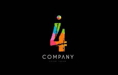 4 numara grunge renkli gökkuşağı sayısal basamak logo