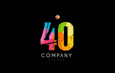 40 numara grunge renkli gökkuşağı sayısal basamak logo