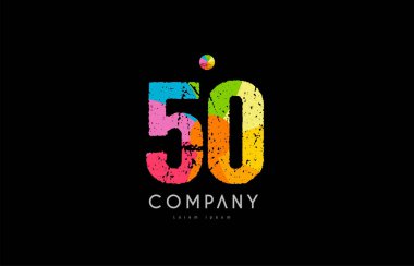 50 numara grunge renkli gökkuşağı sayısal basamak logo
