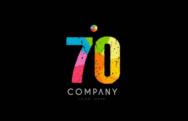 70 numara grunge renkli gökkuşağı sayısal basamak logo