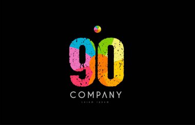 90 sayı grunge renkli gökkuşağı sayısal basamak logo