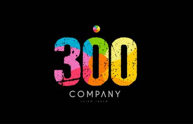 300 numara grunge renkli gökkuşağı sayısal basamak logo