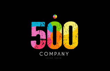 500 numara grunge renkli gökkuşağı sayısal basamak logo