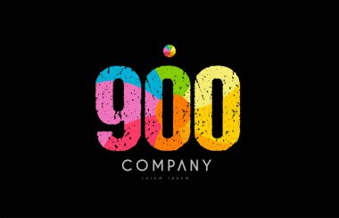 900 sayı grunge renkli gökkuşağı sayısal basamak logo
