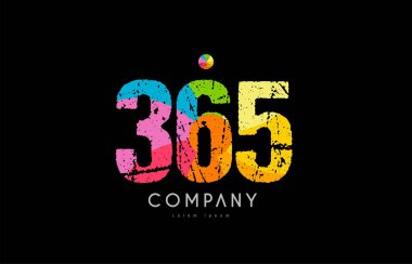 365 numara grunge renkli gökkuşağı sayısal basamak logo