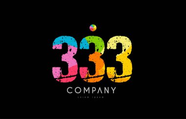 333 numara grunge renkli gökkuşağı sayısal basamak logo