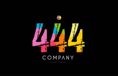 grunge renkli gökkuşağı sayısal basamak logo 444 numaralı