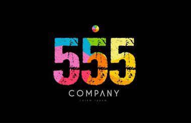 555 numara grunge renkli gökkuşağı sayısal basamak logo
