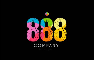 888 sayı grunge renkli gökkuşağı sayısal basamak logo