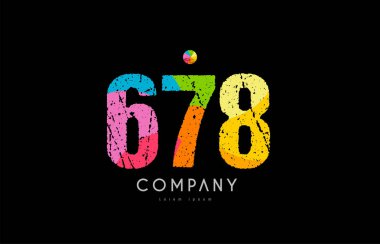 678 numara grunge renkli gökkuşağı sayısal basamak logo
